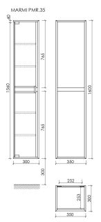 Пенал подвесной Sancos Marmi 1.0/Marmi 2.0 PMR35ECH 35см дуб чарльстон